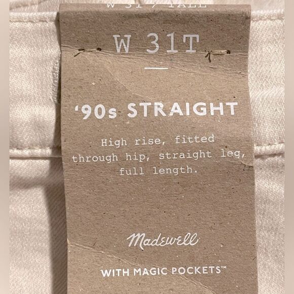 Madewell NWT The Tall 90s Straight Jeans Size 31T in Vintage Canvas | High Rise - Picture 7 of 9